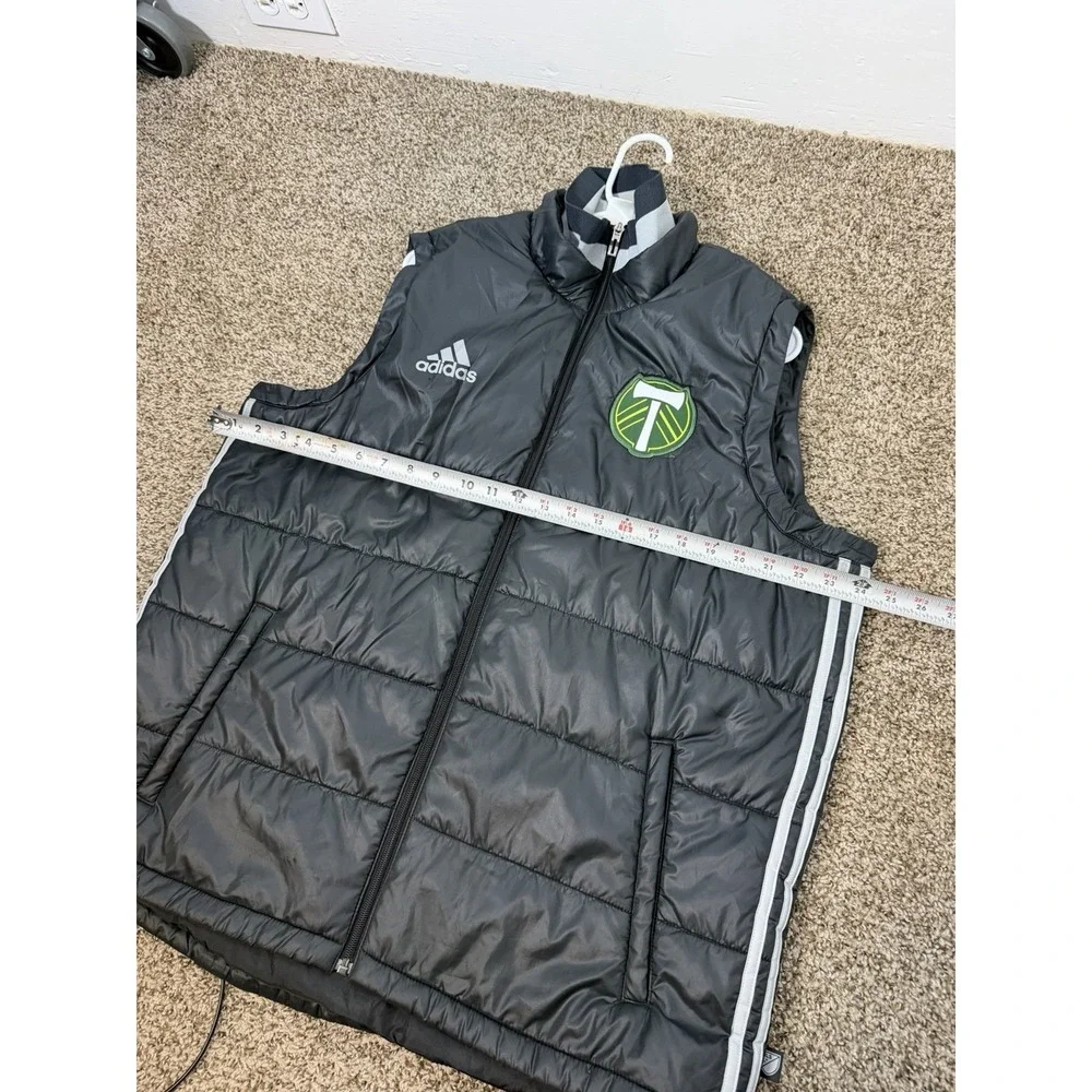Portland Timbers‎ Adidas MLS Puffer Vest Black Size XL Sleeveless Zip Fan Jacket